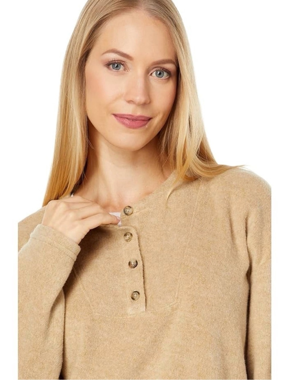 MWL Madewell Make Weekends Longer Bouclé Henley Pullover Sweater Tan XS